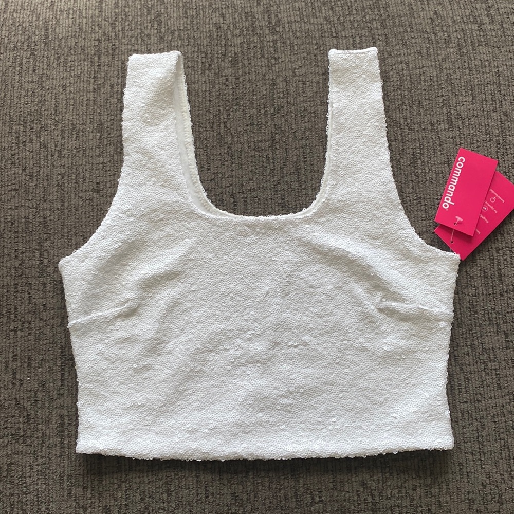 Commando Size Medium White Sequin Crop Top New Tags Bridal Wedding Bachelorette